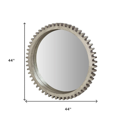 44" Silver Abstract Wood Framed Accent Mirror