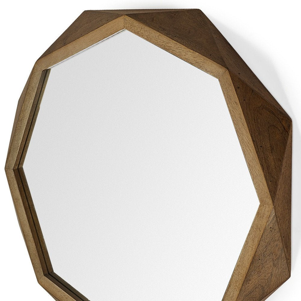 32" Brown Solid Wood Octagon Framed