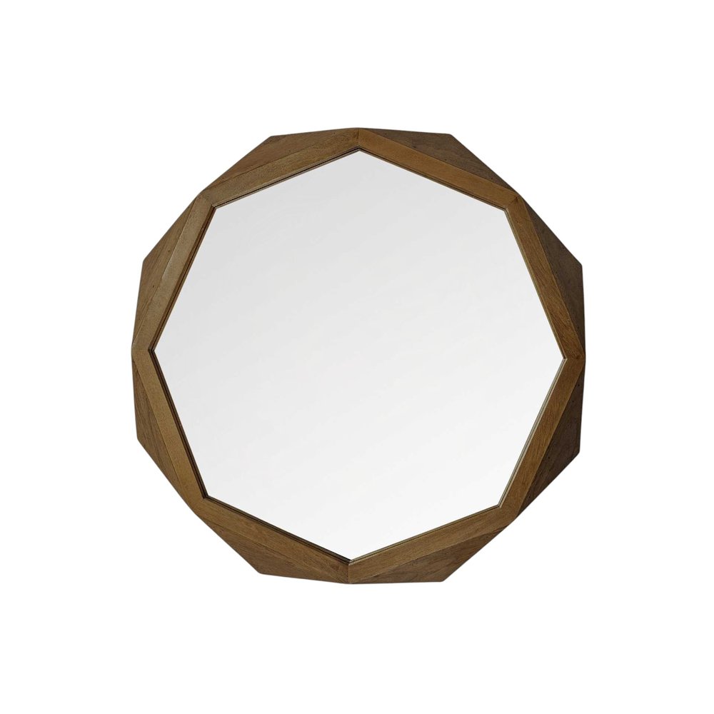 32" Brown Solid Wood Octagon Framed