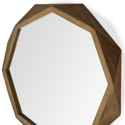 32" Brown Solid Wood Octagon Framed