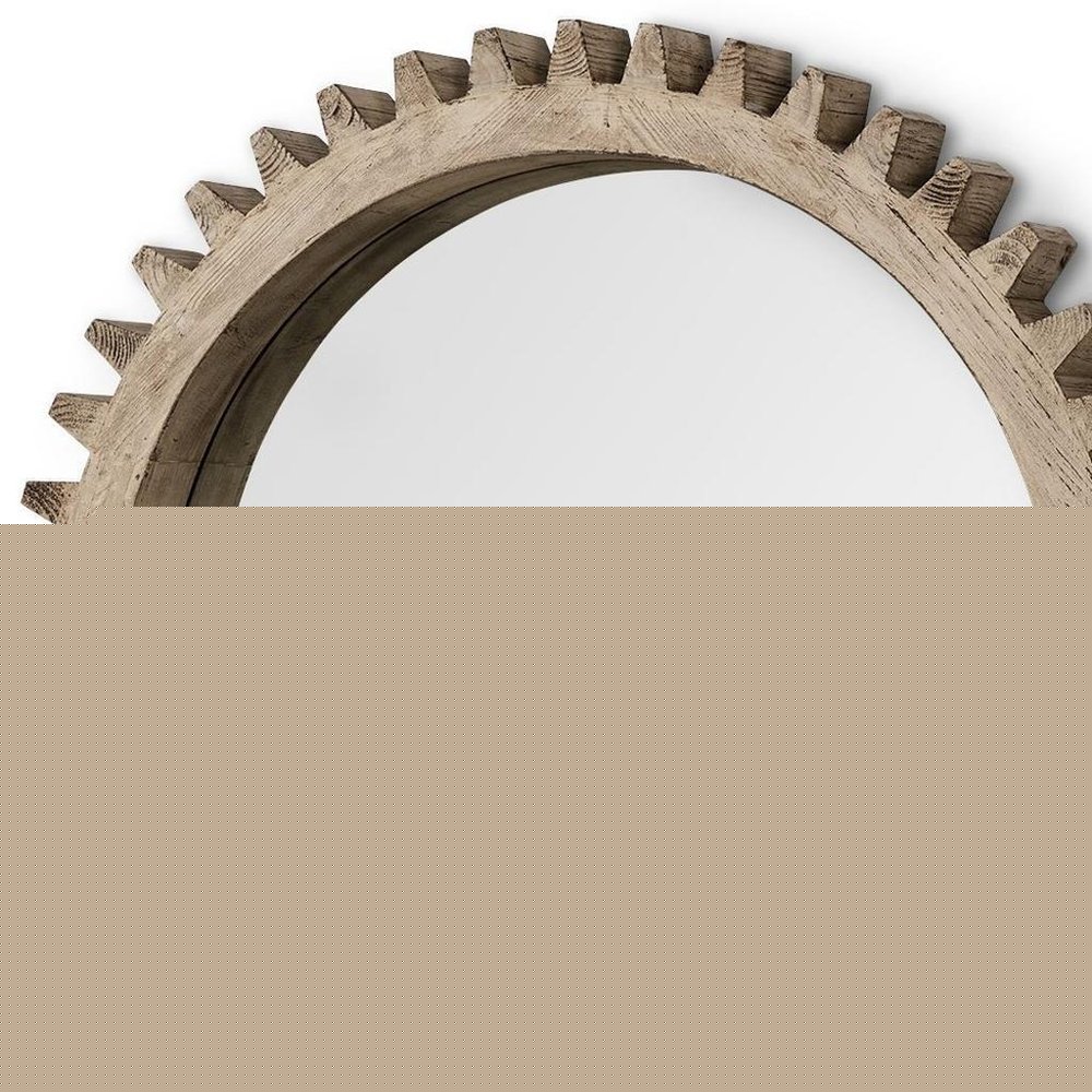 35" Brown Abstract Wood Framed Accent Mirror