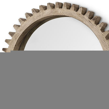 35" Brown Abstract Wood Framed Accent Mirror
