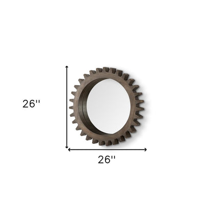 26" Dark Brown Abstract Wood Framed Accent Mirror
