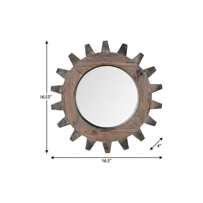 17" Brown Solid Wood Abstract Framed Accent Mirror