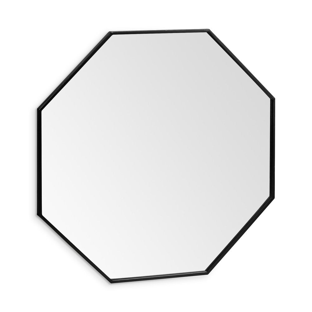 38" Black Octagon Metal Framed Bathroom Vanity Mirror