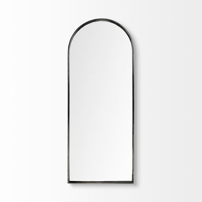 70" Black Metal Arch Framed Full Length Hanging Mirror