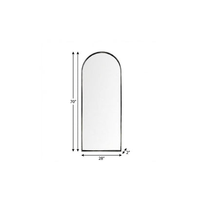 70" Black Metal Arch Framed Full Length Hanging Mirror
