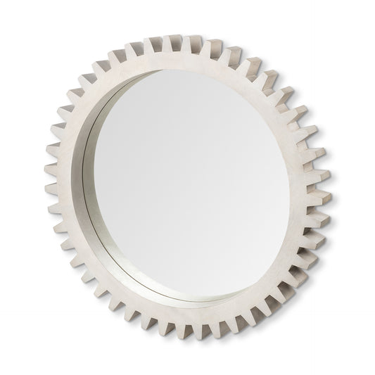 36" White Abstract Wood Framed Accent Mirror