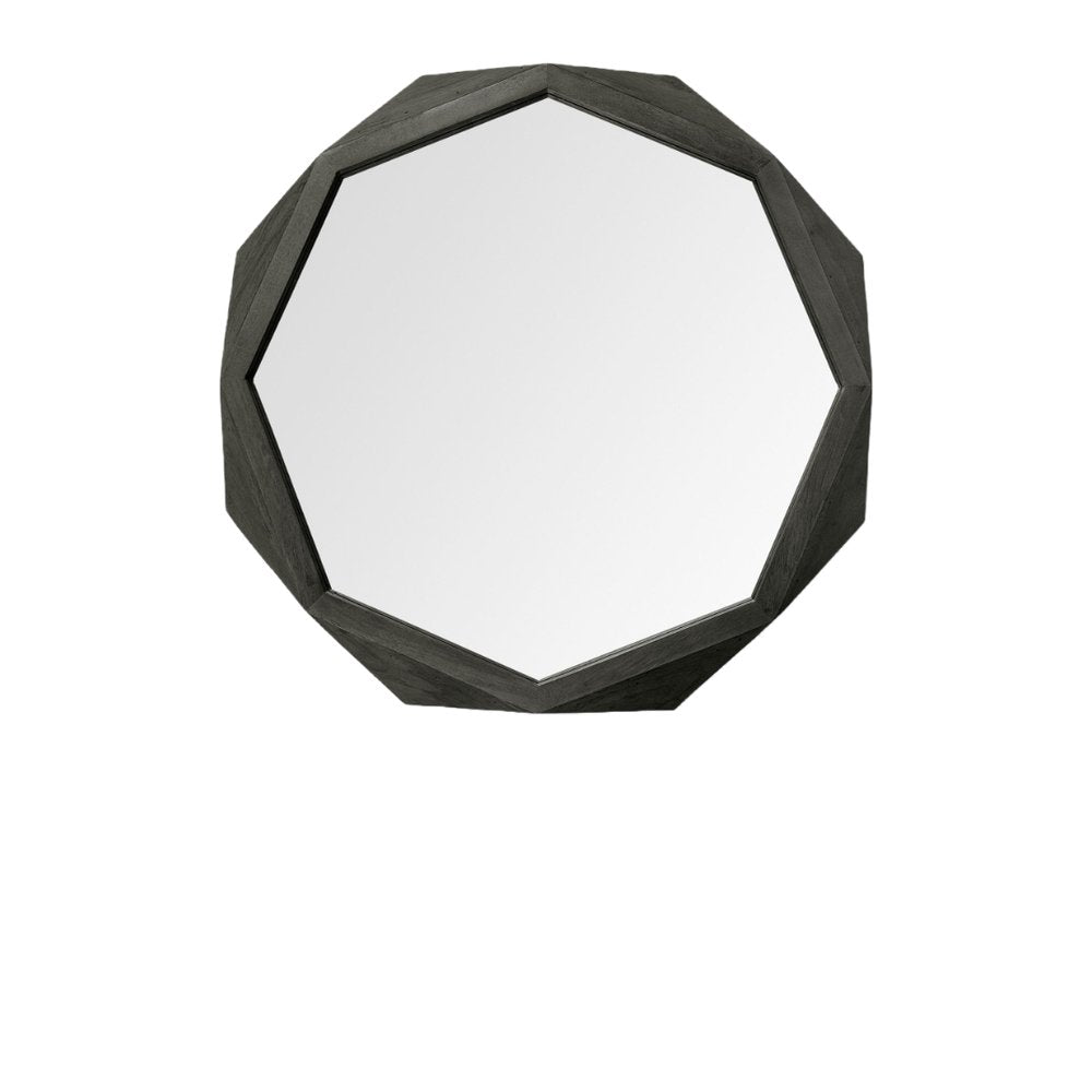 41" Black Solid Wood Octagon Framed
