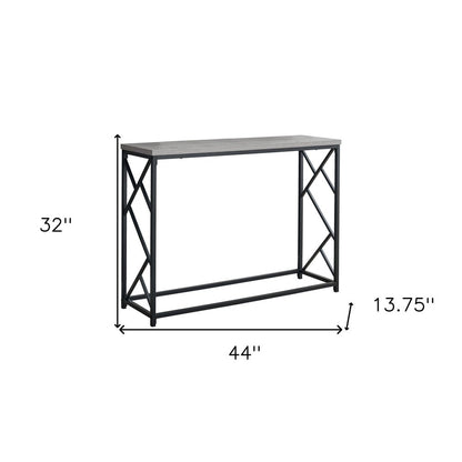 44" Gray and Black Frame Console Table