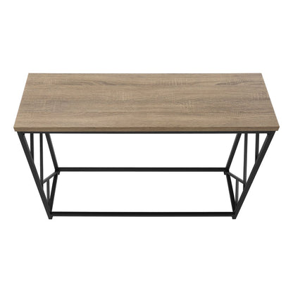 44" Taupe and Black Wood and Metal Frame Console Table