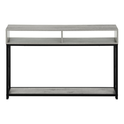 47" Gray and Black Frame Console Table With Shelves