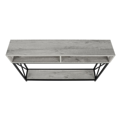 47" Gray and Black Frame Console Table With Shelves