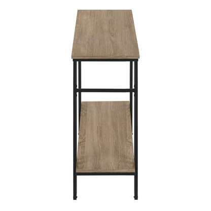 47" Gray and Black Frame Console Table With Shelves