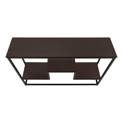 48" Brown and Black Frame Console Table With Shelves