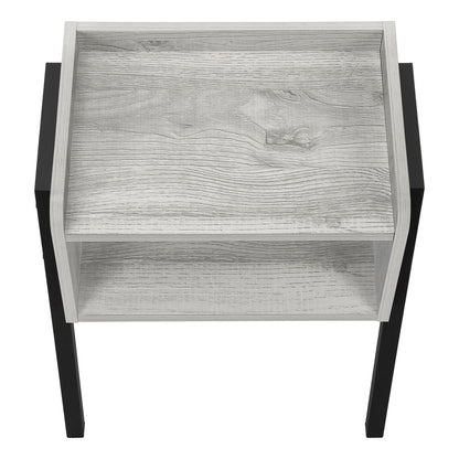 23" Gray And Black Wood And Iron End Table With Shelf