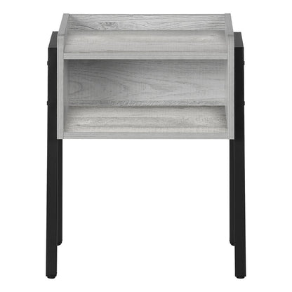 23" Gray And Black Wood And Iron End Table With Shelf