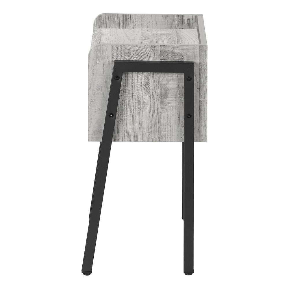 23" Gray And Black Wood And Iron End Table With Shelf