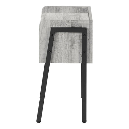 23" Gray And Black Wood And Iron End Table With Shelf