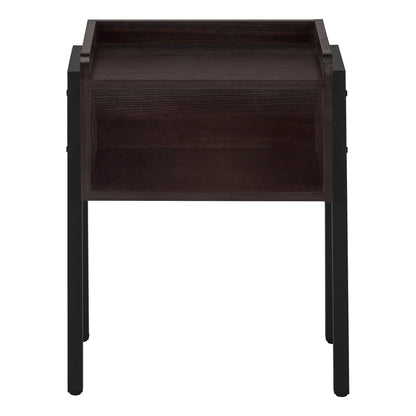 23" Espresso Wood And Iron End Table With Shelf