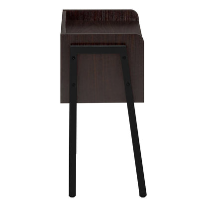 23" Rectangular Espresso Accent Table With Black Metal Legs