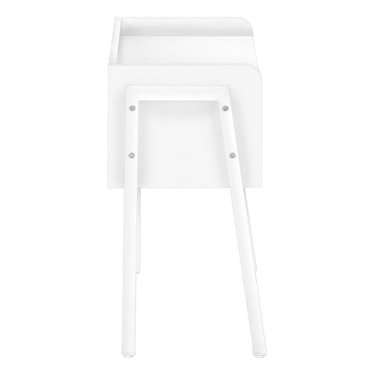 23" Rectangular White Accent Table With White Metal Legs