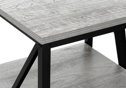 26" Rectangular Grey Black Metal Accent Table