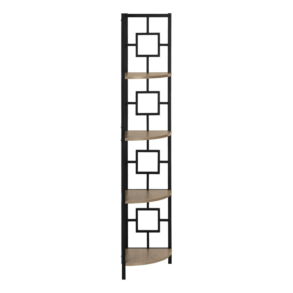 62" Dark Taupe Metal Corner Bookcase