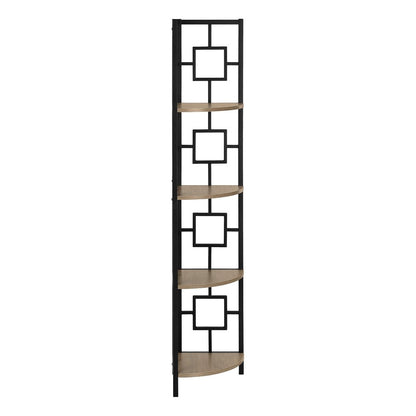 62" Dark Taupe Metal Corner Bookcase