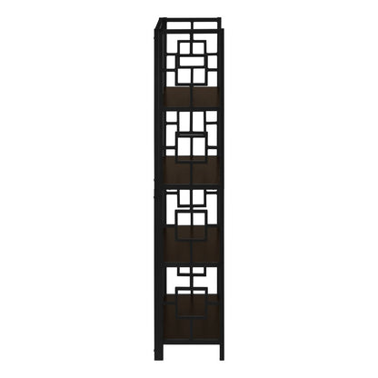 62" Espresso Metal Geometric Bookcase