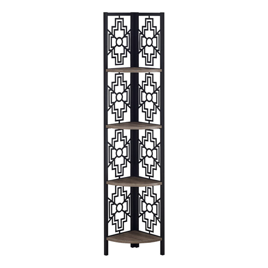 Taupe Metal Four Tier Corner Bookcase