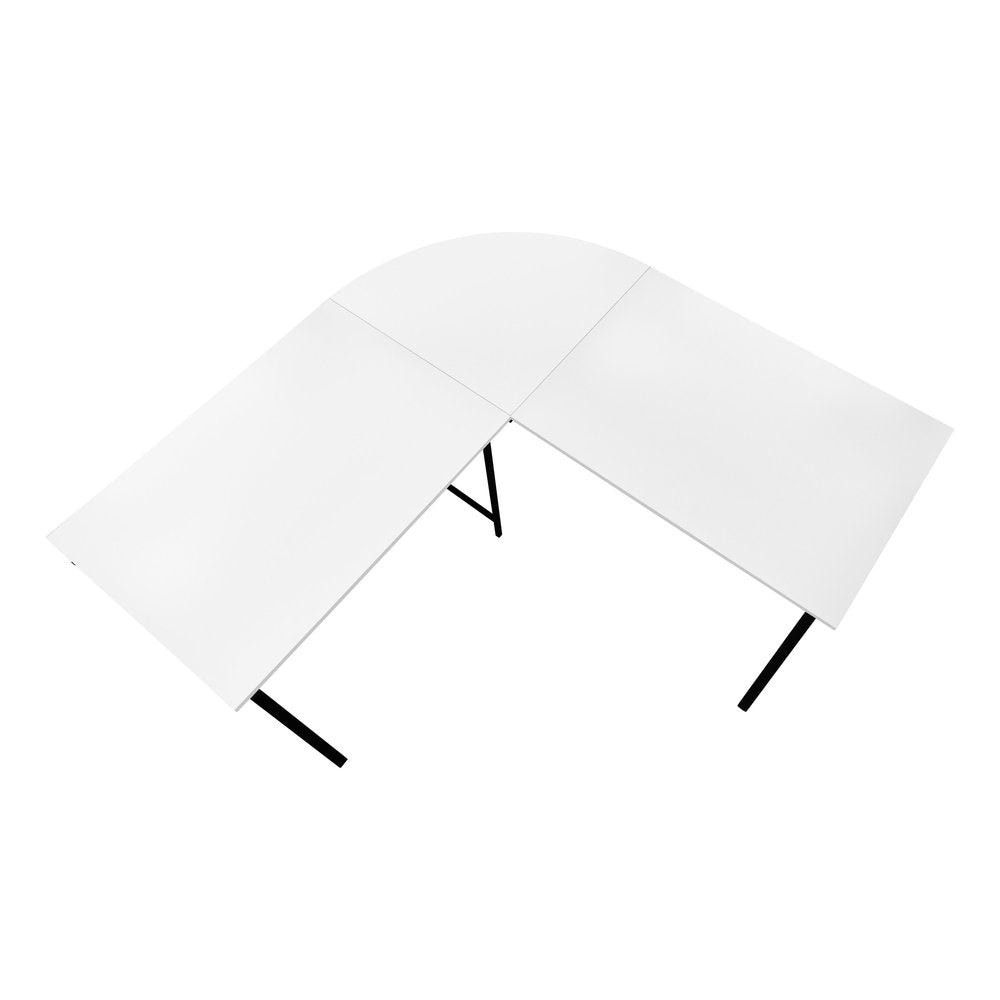 55" White and Black L Shape Computer Desk