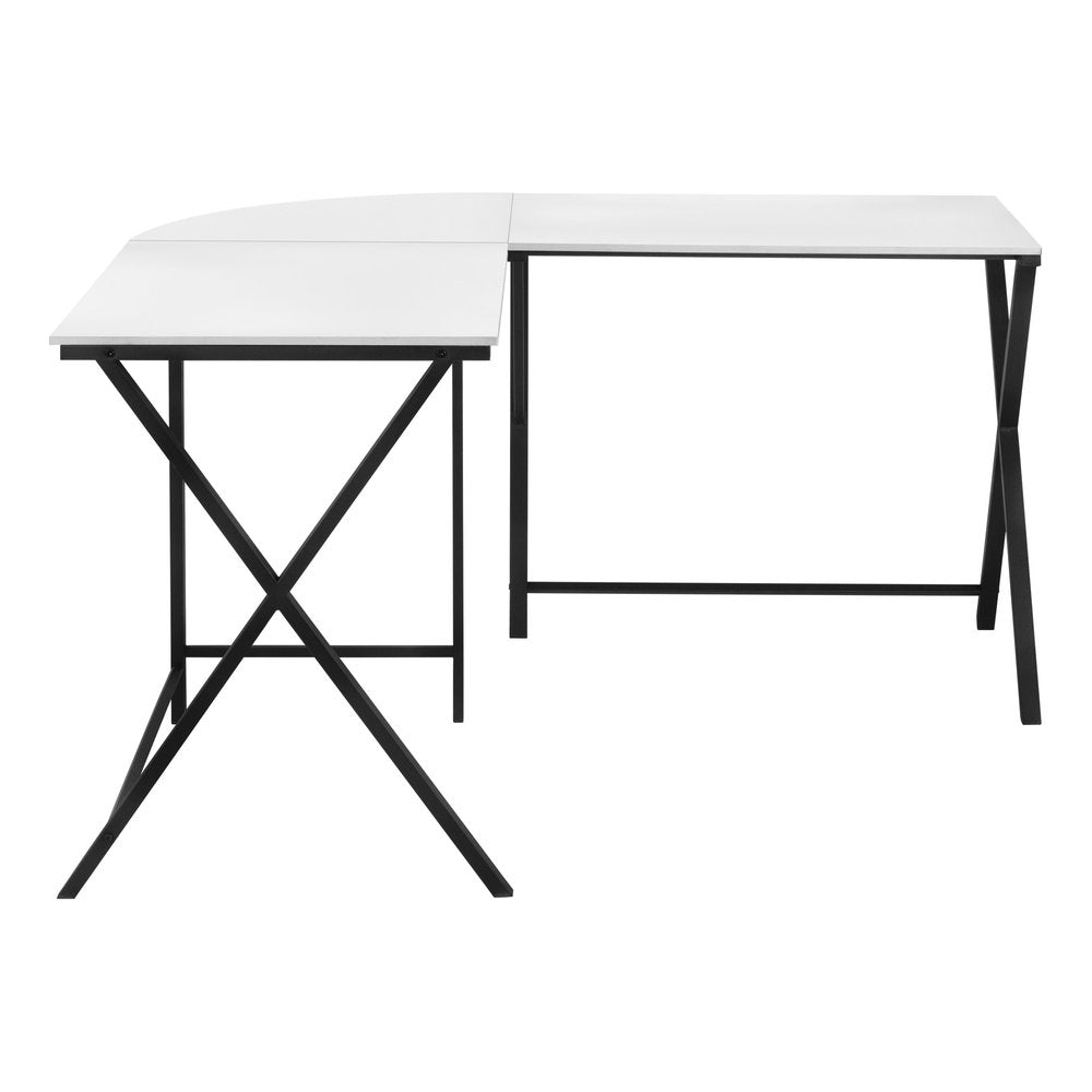 55" White and Black L Shape Computer Desk