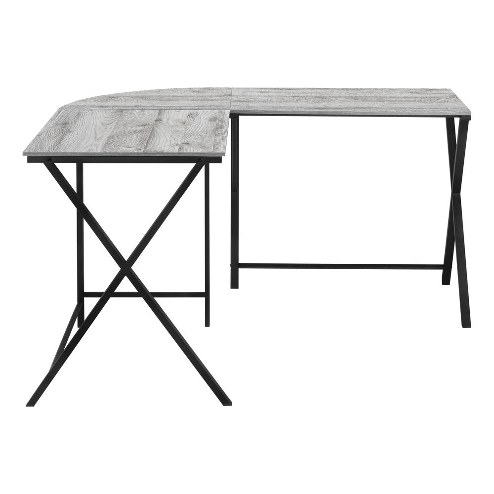 55" Gray and Black L Shape Computer Desk