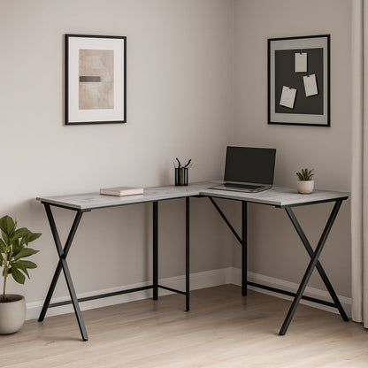 55" Gray and Black L Shape Computer Desk