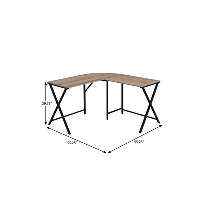 55" Taupe and Black L Shape Computer Desk