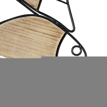 34" X 12" Natural and Black Fish Wood and Metal Hanging Dimensional Sculpture