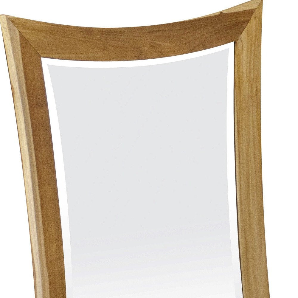 35" Brown Abstract Wood Framed Bathroom Vanity Mirror