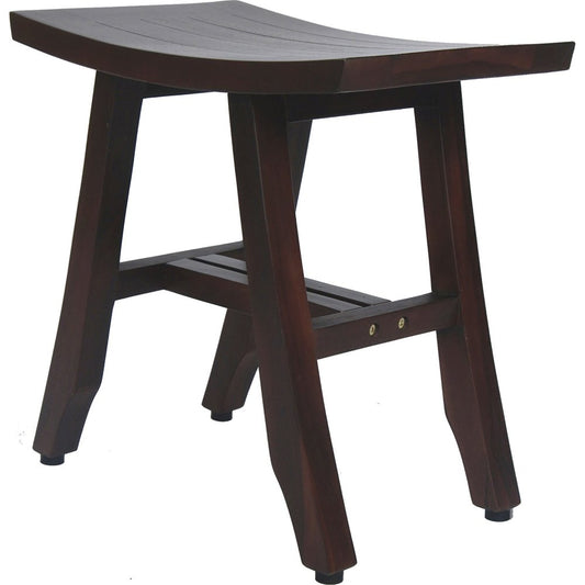 18" Dark Brown Teak Rectangular Shower Bench
