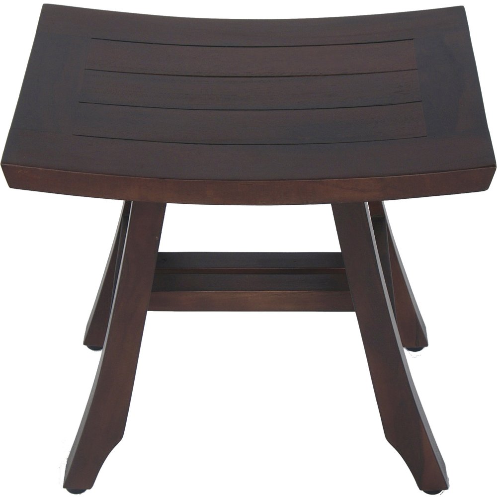18" Dark Brown Teak Rectangular Shower Bench