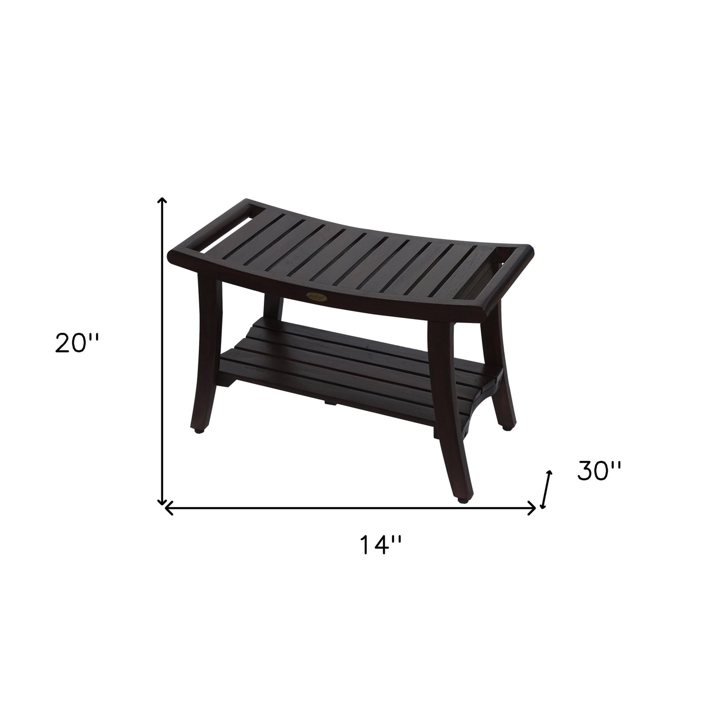 Contemporary Teak Shower Bench With Handles In Brown Finish