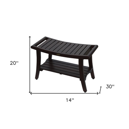 Contemporary Teak Shower Bench With Handles In Brown Finish