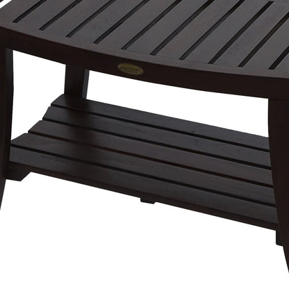 Contemporary Teak Shower Bench With Handles In Brown Finish