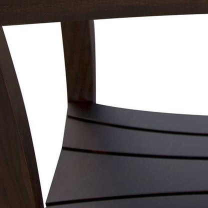 Rectangular Teak Shower Bench With Shelf And Handles In Brown Finish