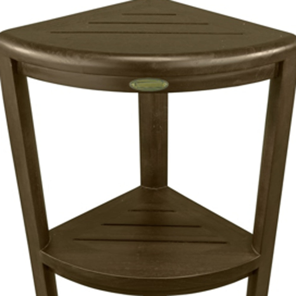 Teak Three Tier Corner Corner Shower Shelf  In  Brown Finish
