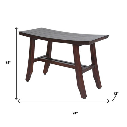24" Dark Brown Solid Teak Wood Shower Bench