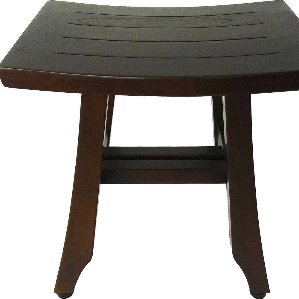 14" Brown Teak Shower Bench