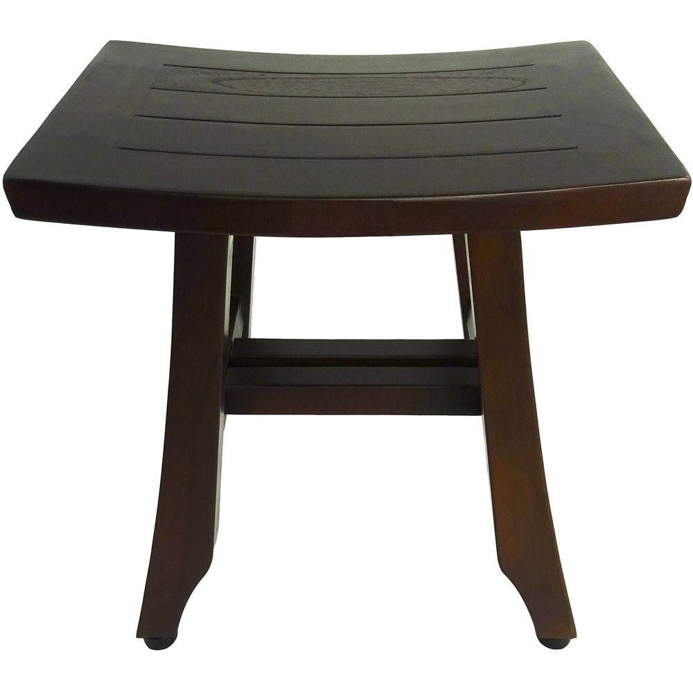 14" Brown Teak Shower Bench