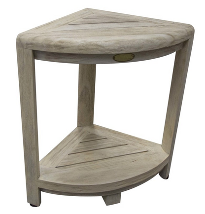 17" White Teak Corner Shower Bench