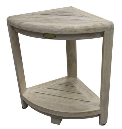 17" White Teak Corner Shower Bench